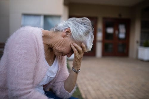 woman at nursing home upset